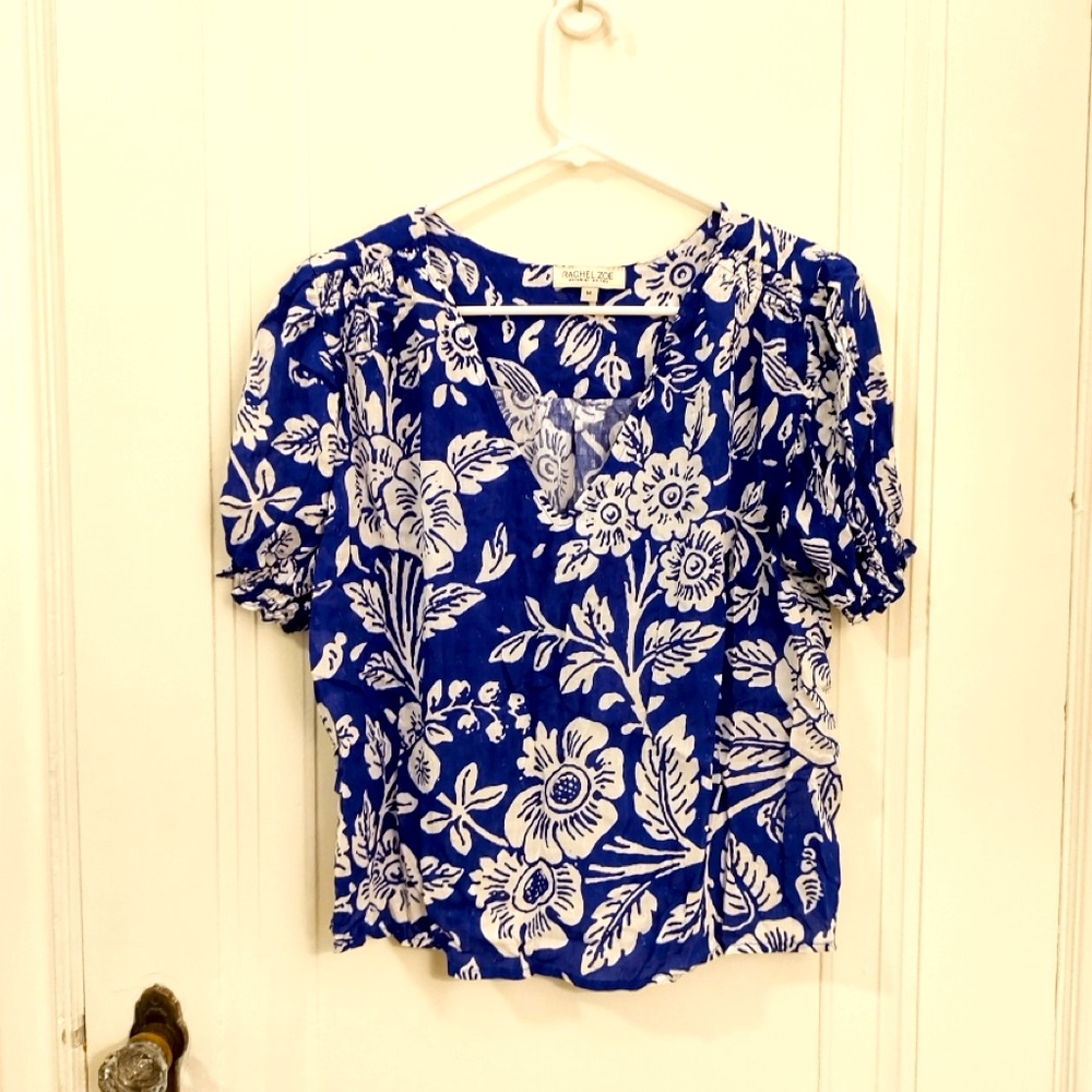 Rachel Zoe Blue and White Floral Top